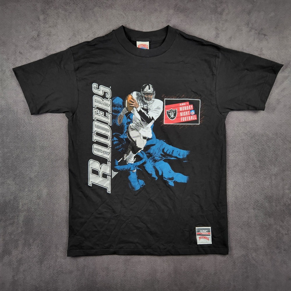Vintage‎ Raiders Nutmeg Shirt Mens Large Black ABC Monday Night Football 90s USA